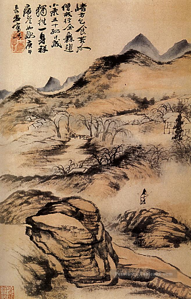 Shitao passe par les chemins froids 1690 Peintures à l'huile